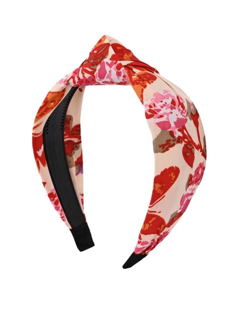 BuckleUp Women Pink & Red Printed Knot Detailed Hairband