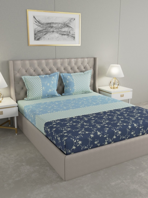 Raymond Home White & Blue Floral 104 TC Cotton Double King Bedsheet With 2 Pillow Covers
Raymond Home White & Blue Floral 104 TC Cotton Double King Bedsheet With 2 Pillow Covers