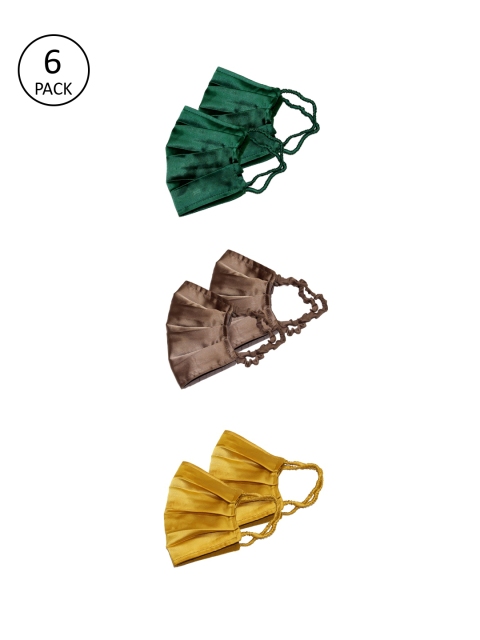 Bellofox Women Pack of 6 Solid Satin 3-Ply Anti-Pollution Reusable Cloth Masks, Green
Bellofox Women Pack of 6 Solid Satin 3-Ply Anti-Pollution Reusable Cloth Masks, Green