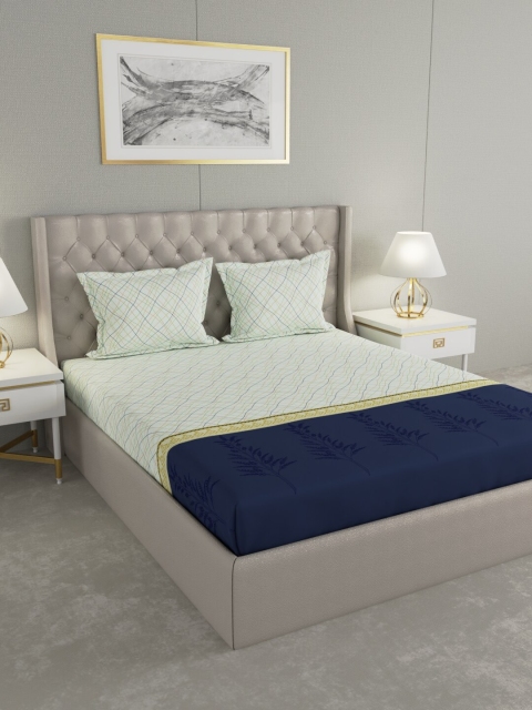 Raymond Home Green & Navy Blue Printed 104 TC Double King Bedsheet With 2 Pillow Covers
Raymond Home Green & Navy Blue Printed 104 TC Double King Bedsheet With 2 Pillow Covers