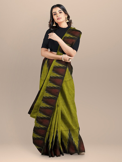BharatSthali Green Printed Pure Cotton Woven Design Ikat Saree 
BharatSthali Green Printed Pure Cotton Woven Design Ikat Saree