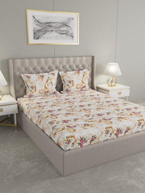 Raymond Home White & Pink Floral Print 104 TC Double King Bedsheet With 2 Pillow Covers
Raymond Home White & Pink Floral Print 104 TC Double King Bedsheet With 2 Pillow Covers