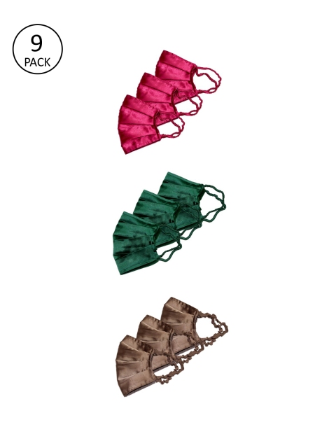 Bellofox Women 9 Pcs 3-Ply Reusable Outdoor Satin Masks, Pink
