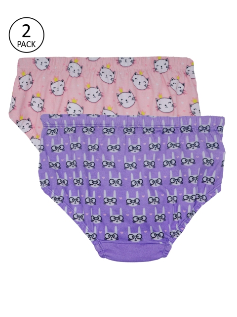 DChica Girls Pack Of 2 Peach And Lavender Printed Briefs-DCPNNV6394/4-5