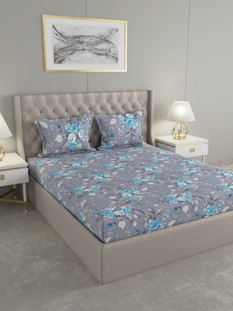 Raymond Home Grey & Blue Floral 104 TC Cotton Double King Bedsheet With 2 Pillow Covers
Raymond Home Grey & Blue Floral 104 TC Cotton Double King Bedsheet With 2 Pillow Covers