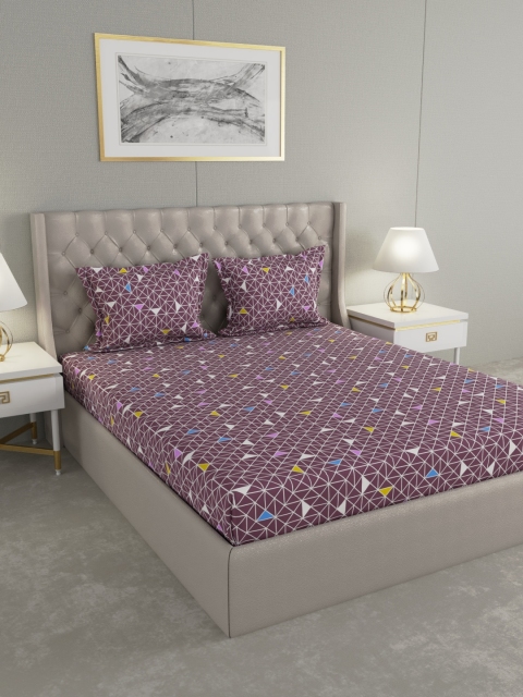 Raymond Home Burgundy & White Geometric 104 TC Cotton Double Queen Bedsheet With 2 Pillow Covers
Raymond Home Burgundy & White Geometric 104 TC Cotton Double Queen Bedsheet With 2 Pillow Covers