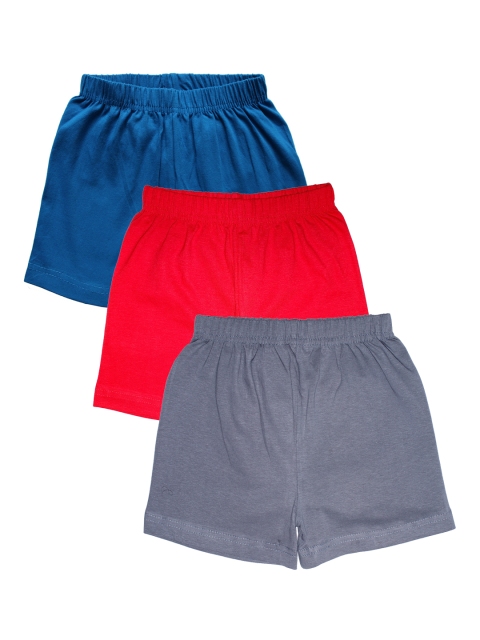KiddoPanti Girls Pack of 3 Solid Regular Fit Sports Shorts, Red