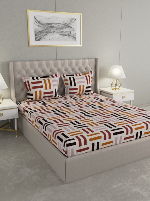 Raymond Home Off-White & Maroon Geometric 104 TC Cotton Double Queen Bedsheet With 2 Pillow Covers
Raymond Home Off-White & Maroon Geometric 104 TC Cotton Double Queen Bedsheet With 2 Pillow Covers