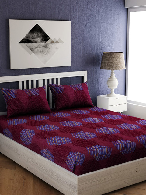 EverHOME Maroon & Blue Printed 300 TC Superfine Cotton Double Bedhsheet with Pillow Covers
EverHOME Maroon & Blue Printed 300 TC Superfine Cotton Double Bedhsheet with Pillow Covers