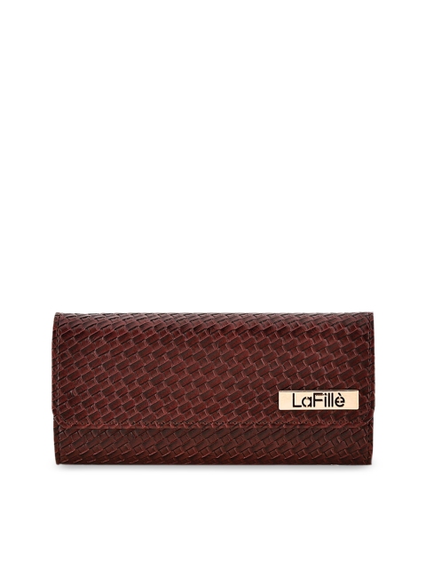 LaFille Women Maroon Textured Three Fold Wallet