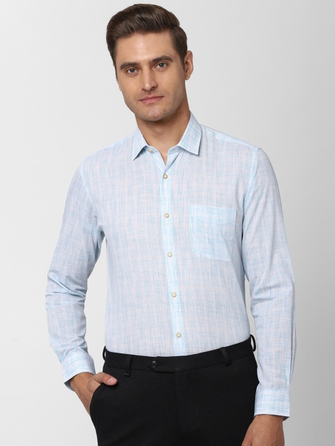 Peter England Men Blue Slim Fit Printed Formal Shirt