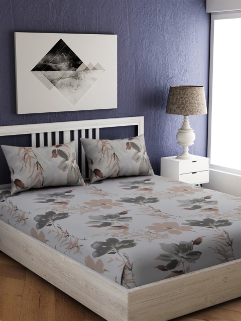 EverHOME Off-White & Grey Floral Printed 300 TC Cotton 1 Queen Bedsheet With 2 Pillow Covers
EverHOME Off-White & Grey Floral Printed 300 TC Cotton 1 Queen Bedsheet With 2 Pillow Covers