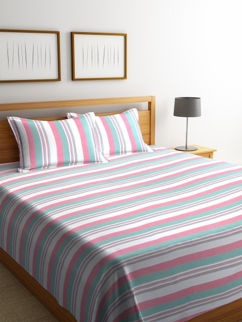 KLOTTHE White & Pink Striped Sustainable King Size Double Bed Cover With 2 Pillow Covers
KLOTTHE White & Pink Striped Sustainable King Size Double Bed Cover With 2 Pillow Covers