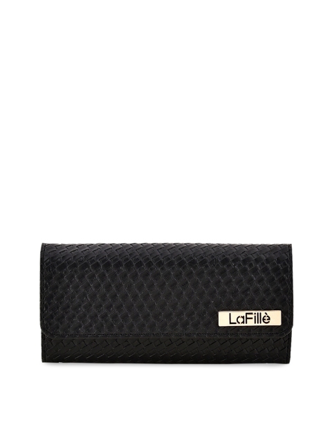 LaFille Women Black Textured Three-Fold Wallet