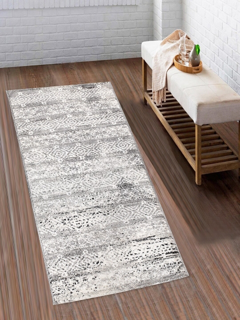 SPACES Off-White & Black Geometric Floor Runner