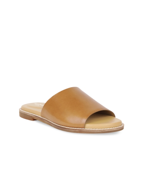 Hush Puppies Women Brown Solid Leather Open Toe Flats