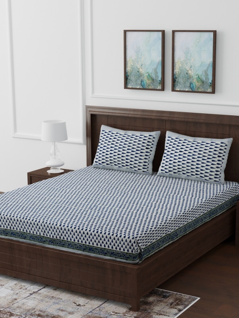 Gulaab Jaipur White & Navy Blue Ethnic Motifs Double King Bedsheet with 2 Pillow Covers
Gulaab Jaipur White & Navy Blue Ethnic Motifs Double King Bedsheet with 2 Pillow Covers