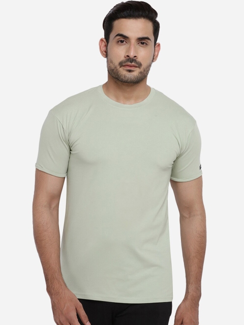 FUAARK Men Green Solid Round Neck T-shirt