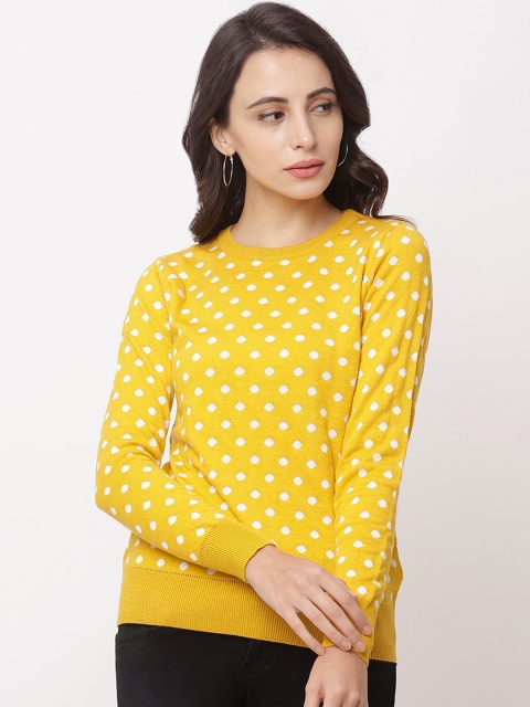 Globus Women Yellow & White Printed Sweatshirt
