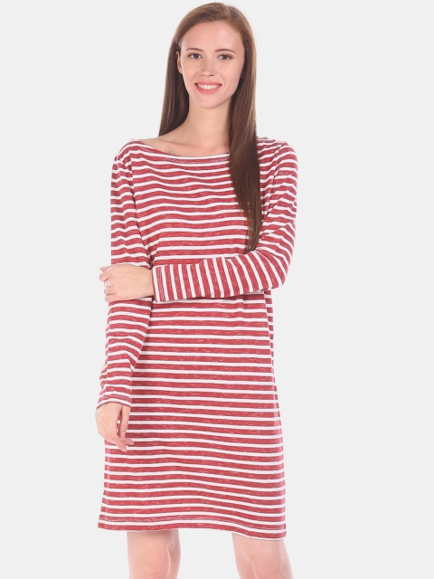 GAP Women Red Striped T-shirt Dress