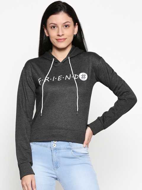 Manola Women Grey & Off-White Printed Hooded Sweatshirt
