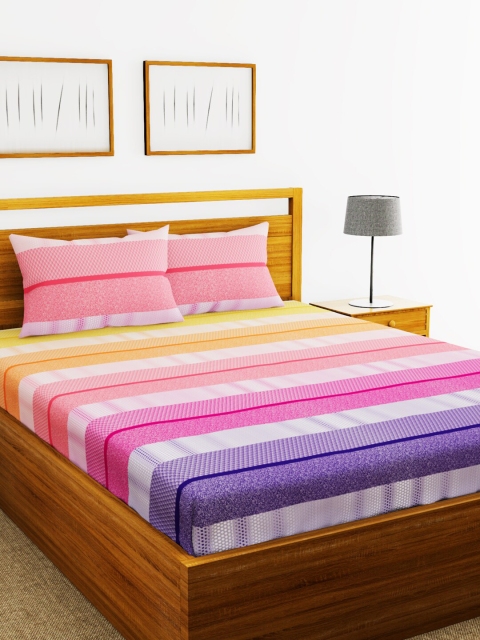 BIANCA Multicoloured Striped 180 TC Cotton 1 King Bedsheet with 2 Pillow Covers, Pink
BIANCA Multicoloured Striped 180 TC Cotton 1 King Bedsheet with 2 Pillow Covers, Pink