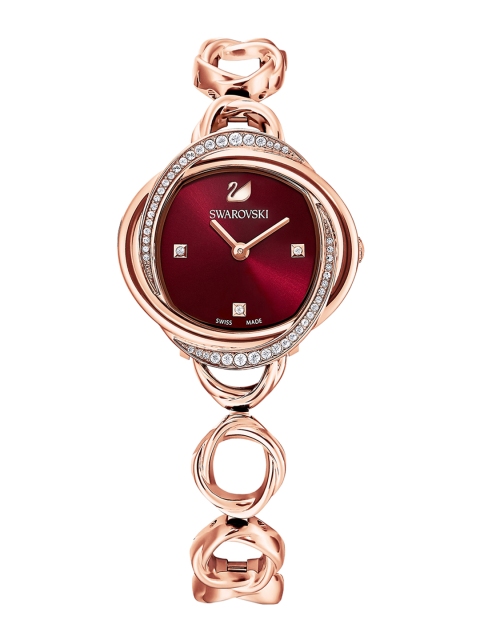 SWAROVSKI Women Maroon Crystal Flower Analogue Watch 5552783