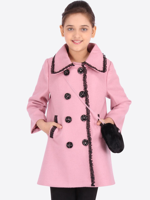 CUTECUMBER Girls Pink Solid Tailored Jacket 
CUTECUMBER Girls Pink Solid Tailored Jacket