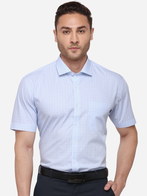JADE BLUE Men Blue Regular Fit Checked Formal Shirt