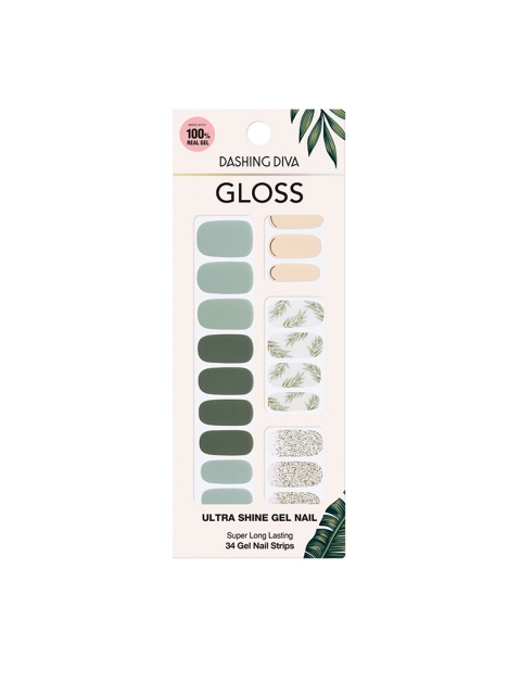 Dashing Diva Green & Nude Gloss Artificial Nails