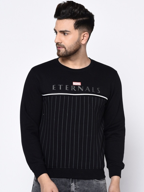 Octave Men Black Striped Sweatshirt