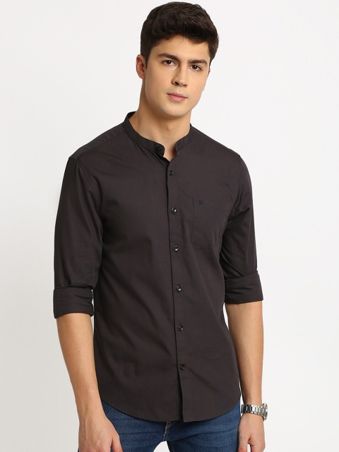 TED HARBOR Men Brown Slim Fit Solid Casual Shirt