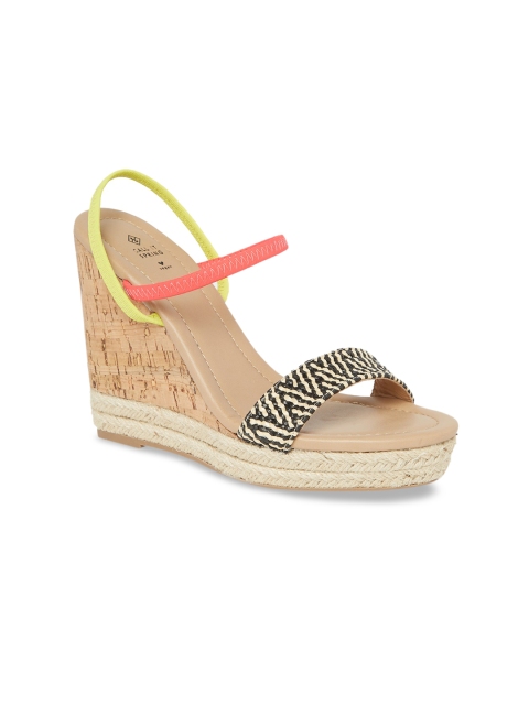 Call It Spring Women Yellow & Pink Woven Design Heels