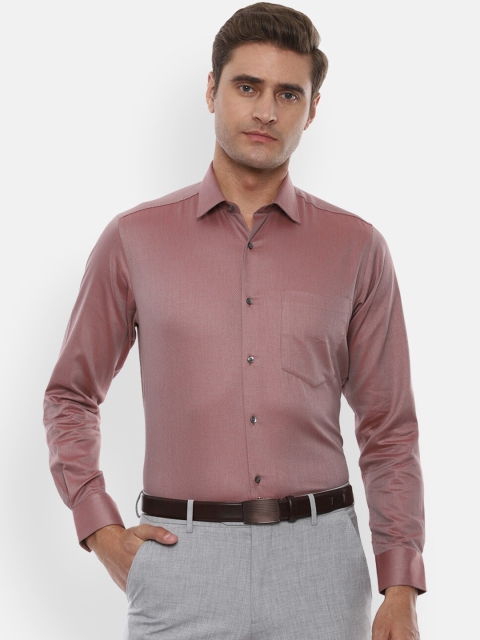 Van Heusen Men Pink Slim Fit Self Design Formal Shirt