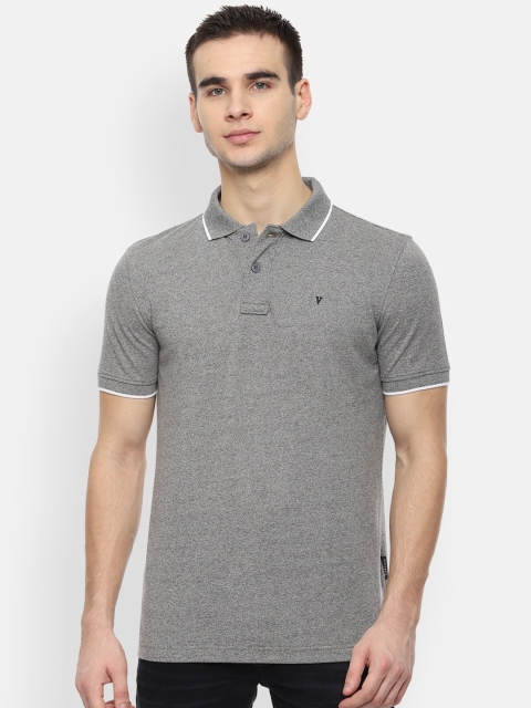Van Heusen Sport Men Grey Solid Polo Collar T-shirt