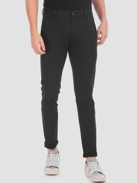 Arrow Men Black Slim Fit Solid Trousers