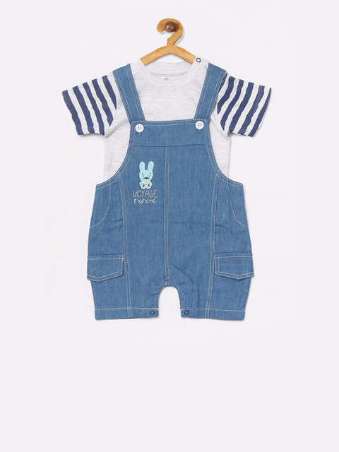BABY GO Infant Blue Solid Denim Dungarees With T-Shirt 
BABY GO Infant Blue Solid Denim Dungarees With T-Shirt