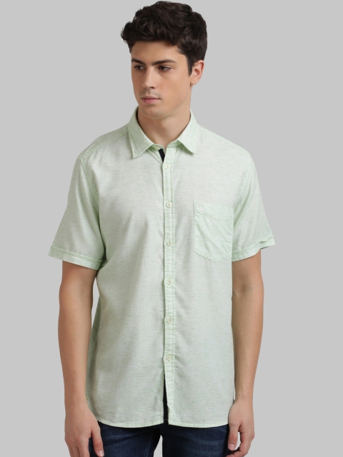 Parx Men Green Slim Fit Solid Casual Shirt