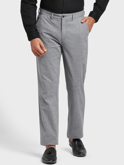 ColorPlus Men Grey Regular Fit Solid Regular Trousers