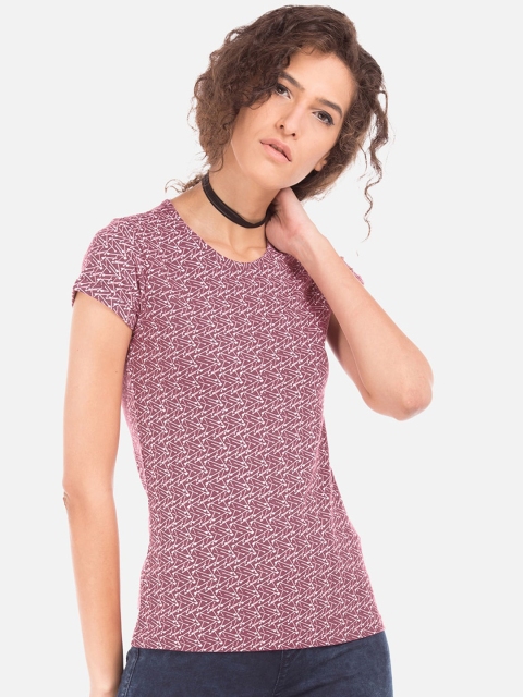 Cherokee Women Red Printed Pure Cotton T-shirt