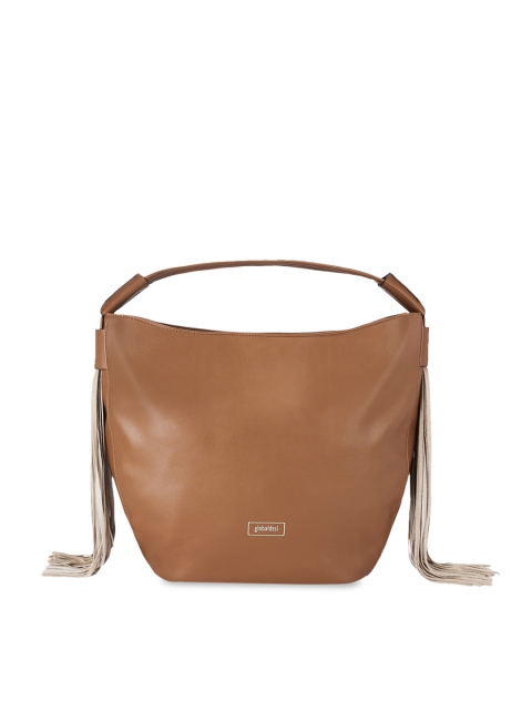 Global Desi Tan Brown Solid Hobo Bag