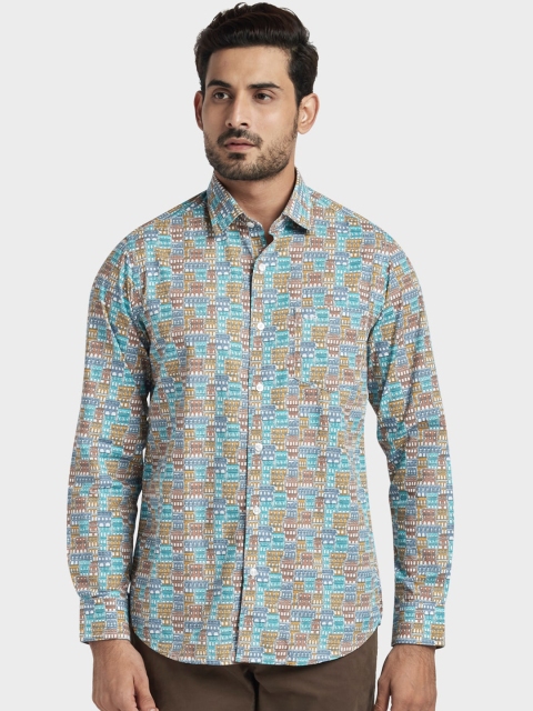 ColorPlus Men Brown & Green Regular Fit Printed Casual Shirt