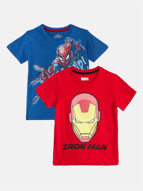Kids Ville Boys Pack Of 2 Avengers Printed Round Neck T-shirts, Red