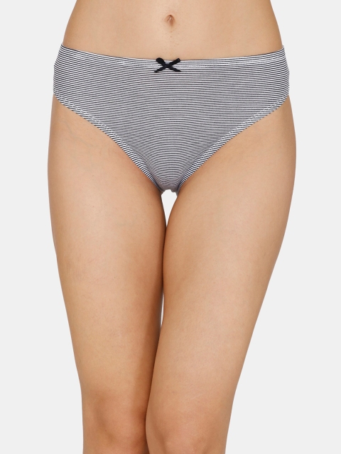 Zivame Black & Grey Striped Low Rise Bikini Briefs ZI2519FASH
