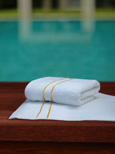 Petal Home White Set Of 4 Face Towels, Yellow