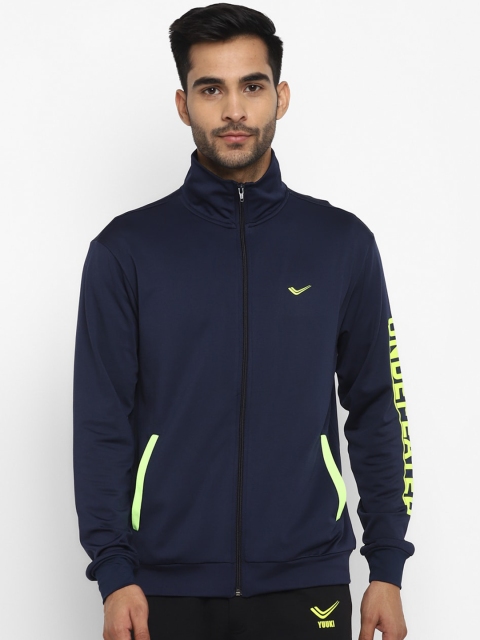 Yuuki Men Navy Blue Solid Sporty Jacket
