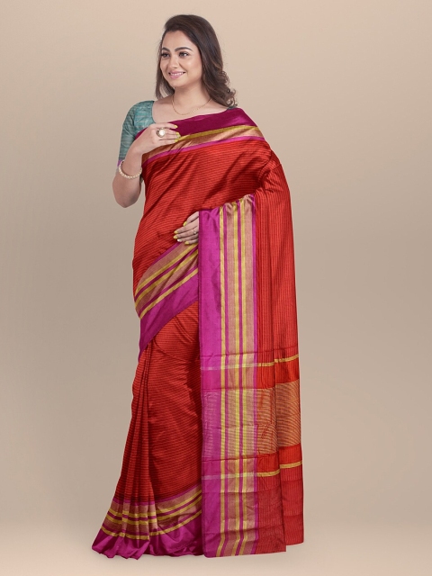 BharatSthali Red & Pink Kota Silk Cotton Sustainable Saree