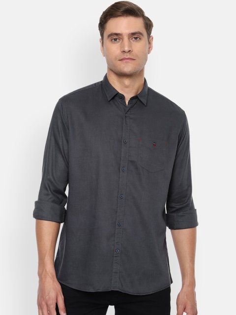 Louis Philippe Sport Men Grey Slim Fit Solid Casual Shirt
