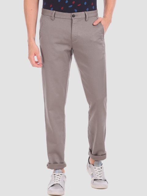 Arrow Men Grey Slim Fit Solid Chinos
