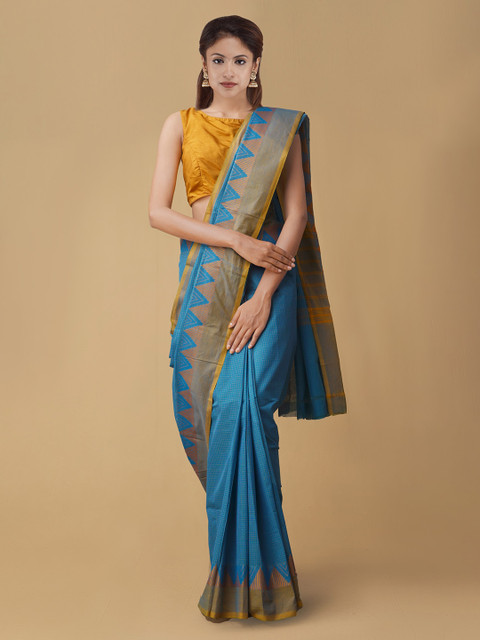 Unnati Silks Blue Handcrafted Woven Design Pure Chittinad Cotton Saree
Unnati Silks Blue Handcrafted Woven Design Pure Chittinad Cotton Saree